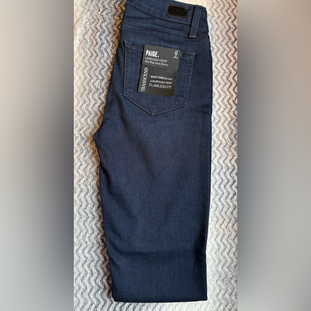 PAIGE Verdugo Crop Mid-Rise Ultra Skinny Jeans - Indigo Blue